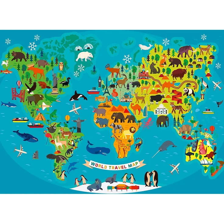 Ravensburger Kinderpuzzle - Tierische Weltkarte - 150 Teile Puzzle für Kinder ab 7 Jahren – Bild 2