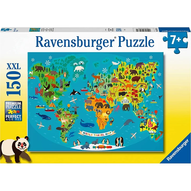 Ravensburger Kinderpuzzle - Tierische Weltkarte - 150 Teile Puzzle für Kinder ab 7 Jahren – Bild 1