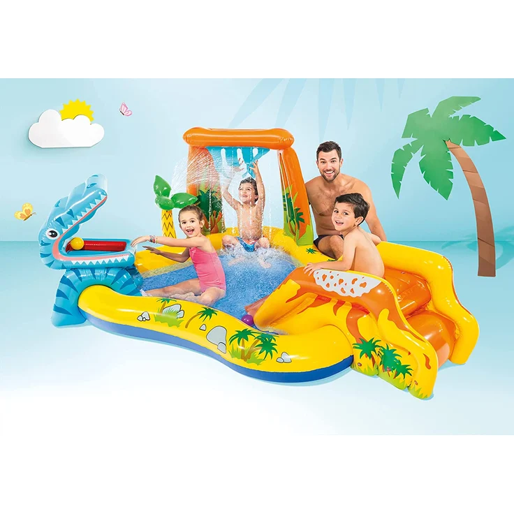 Intex - Aufblasbares Wasserspielcenter Dinosaurier, 98 x 75 x 43 Zoll – Bild 2