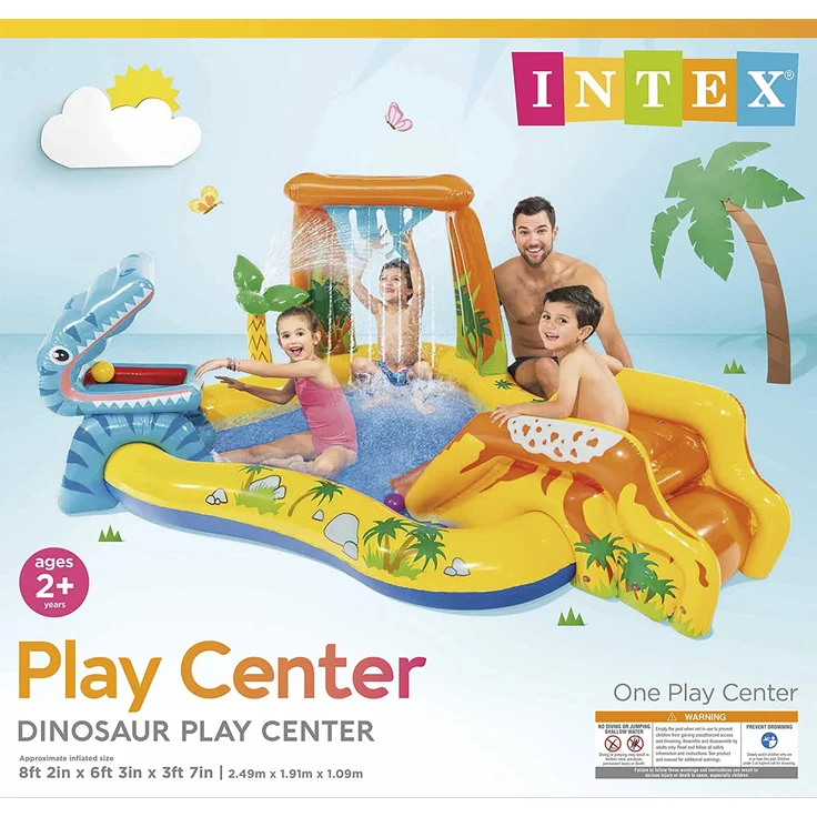 Intex - Aufblasbares Wasserspielcenter Dinosaurier, 98 x 75 x 43 Zoll – Bild 8