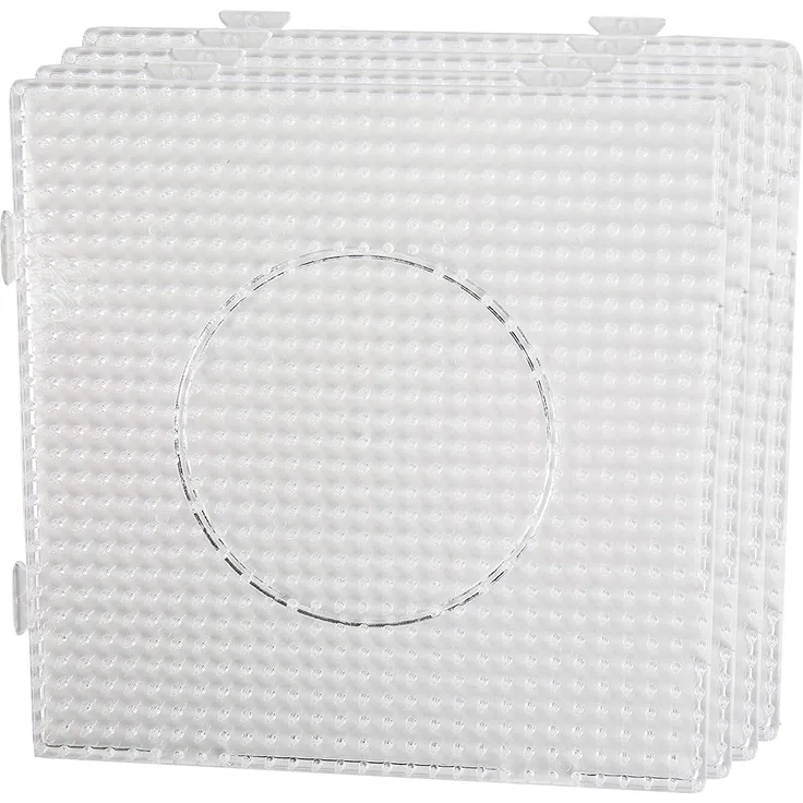 Smowo® 4 Bügelperlen Platten - Steckplatten Quadratisch und transparent - zusammensteckbar mit Stiftplatten - 14,5 x 14,5 cm