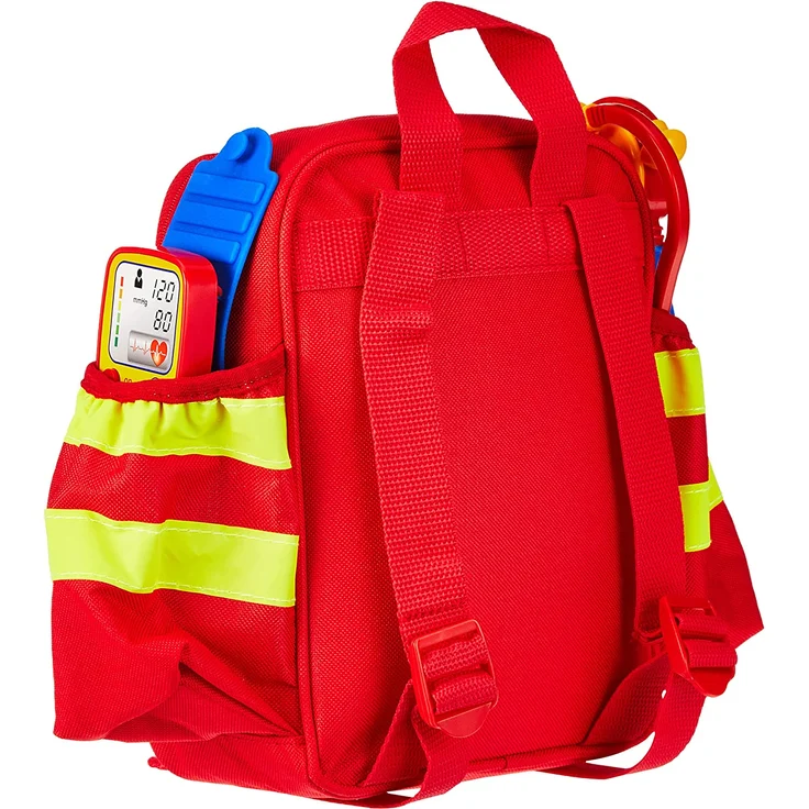 Theo Klein 4314 Rettungsrucksack I Mit Stethoskop, Spritze und vielem mehr I Elektronischer Blutdruckmesser mit Sound I Maße: 28 cm x 25 cm x 8,5 cm I Spielzeug für Kinder ab 3 Jahren, bunt – Bild 2