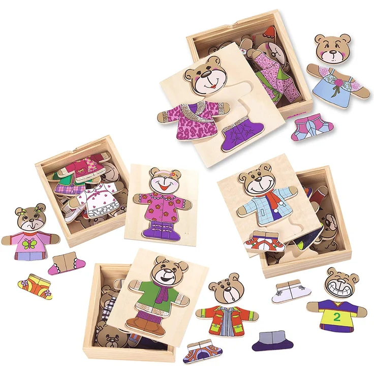 Eichhorn 100005401 - Bären-Puzzle, mit versch. Kleidungsstücken zum Wechseln, 4 verschiedene Motive, keine Motivauswahl möglich, Lieferumfang 1 Stk., FSC 100% Zertifiziertes Lindensperrholz – Bild 5