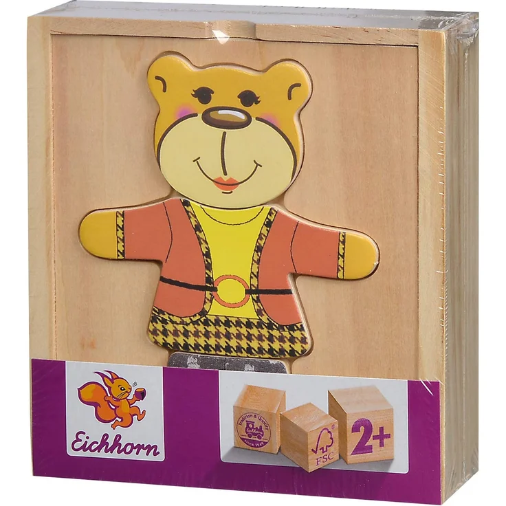 Eichhorn 100005401 - Bären-Puzzle, mit versch. Kleidungsstücken zum Wechseln, 4 verschiedene Motive, keine Motivauswahl möglich, Lieferumfang 1 Stk., FSC 100% Zertifiziertes Lindensperrholz – Bild 3