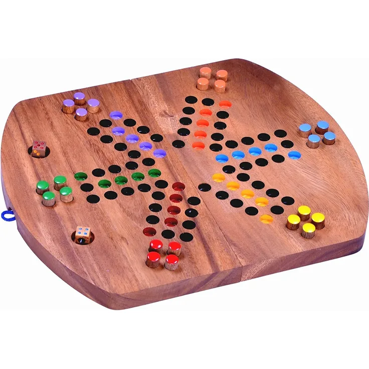 Ludo für 2 bis 6 Spieler - Spielfeld 33 x 28 cm - Würfelspiel aus Holz