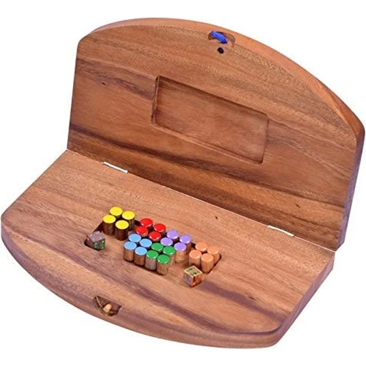 Ludo für 2 bis 6 Spieler - Spielfeld 33 x 28 cm - Würfelspiel aus Holz – Bild 4