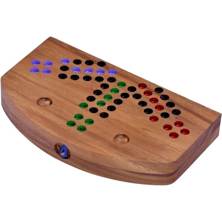 Ludo für 2 bis 6 Spieler - Spielfeld 33 x 28 cm - Würfelspiel aus Holz – Bild 3
