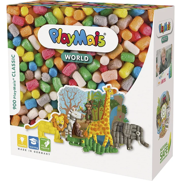 PlayMais WORLD Jungle Bastel-Set für Kinder ab 3 Jahren | Circa 1.000 Stück, Vorlagen & Anleitungen zum Basteln | Geschenke für Kinder | Fördert Kreativität & Feinmotorik | Natürliches Spielzeug – Bild 1