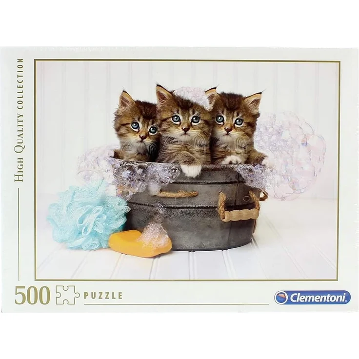 Clementoni 35065 High Quality Puzzle 500 Teile-Katzen mit Seife, Mehrfarben – Bild 3