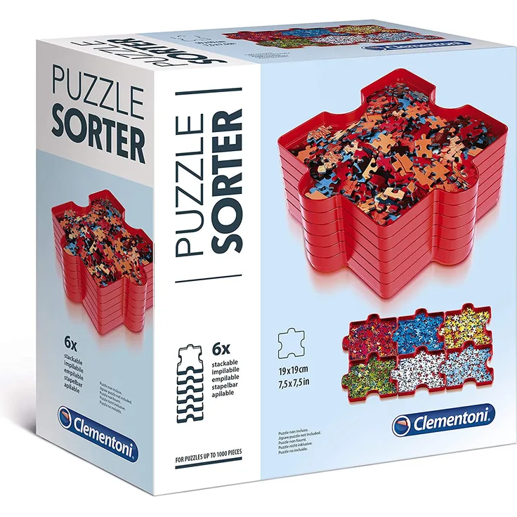Clementoni 37040 Puzzle Sortierer, praktische Aufbewahrung für Puzzleteile, Schalen zur einfachen Organisation & Transport, Zubehör für kleine Puzzle-Experten ab 6 Jahren