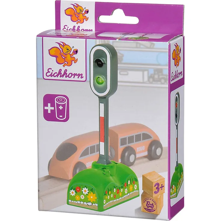 Eichhorn 100001520 - Elektisches Lichtsignal, rotes und grünes LED Licht, manuelle/ automatische Lichtfunktion, inkl. Batterien, 6,5x3x12,5cm