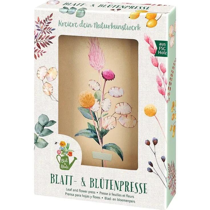 moses. Blatt & Blüte - Blumenpresse, Blatt- und Blütenpresse für DIY- und Trockenblumen-Fans, Pflanzenpresse aus Holz zum Konservieren von Blüten und Blättern