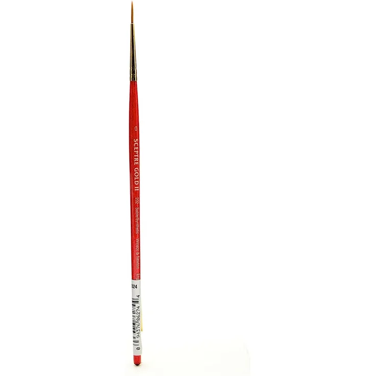 Winsor & Newton 5182700 Sceptre Gold II Künstler Aquarellpinsel mit hoher Farbtragekapazitat & exzellenter Sprungkraft, Serie 202 - Designers Pinsel, kurzer Stiel , Nr.0 - 1,2mm
