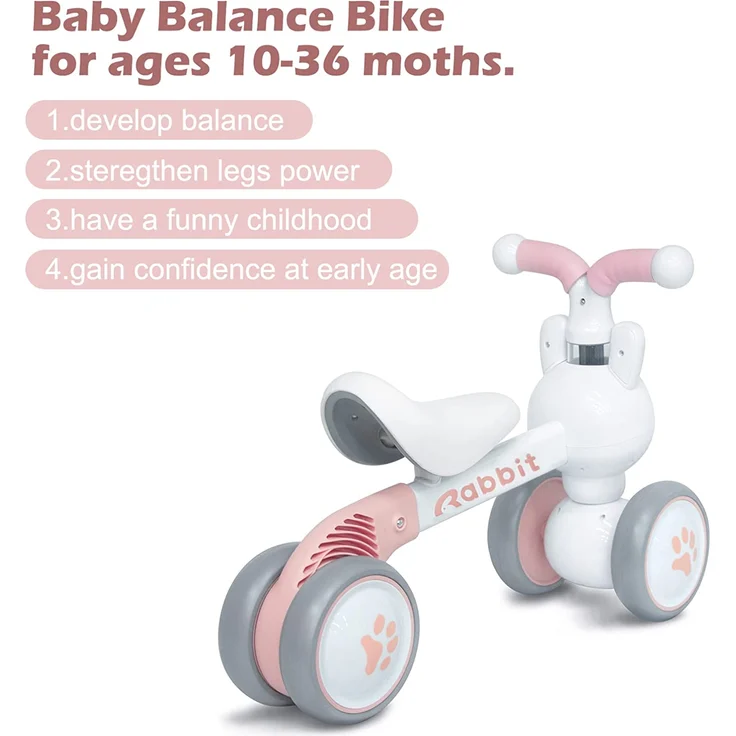 XIAPIA Kinder Laufrad ab 1 Jahr Lauflernrad für 10 - 36 Monate Baby, TÜV geprüft Erst Rutschrad Fahrzeug Geschenke für Jungen/Mädchen Kleinkind Spielzeug (Hase) – Bild 3