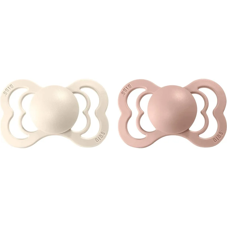 BIBS Supreme Schnuller 2er-Pack, BPA-frei, Symmetrischer Nippel. Silikon, Hergestellt in Dänemark. 6-18 Monate (2er Pack), Ivory/Blush – Bild 2