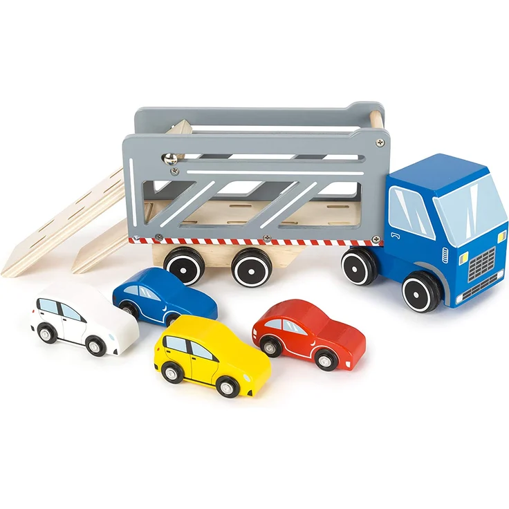Small Foot Autotransporter aus Holz blau/grau 33 x 9 x 13 cm – Bild 1
