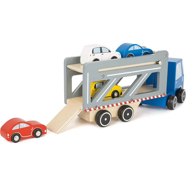 Small Foot Autotransporter aus Holz blau/grau 33 x 9 x 13 cm – Bild 4