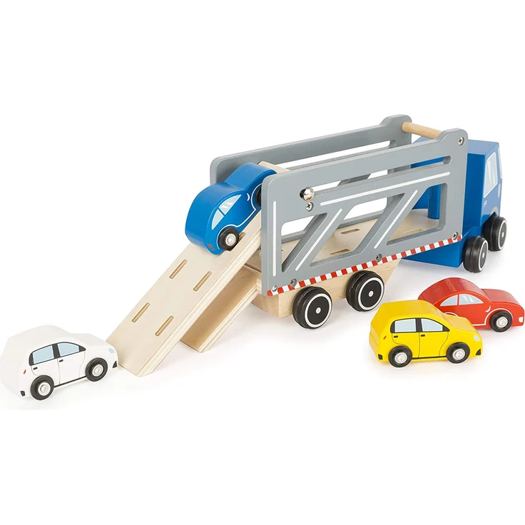 Small Foot Autotransporter aus Holz blau/grau 33 x 9 x 13 cm – Bild 3