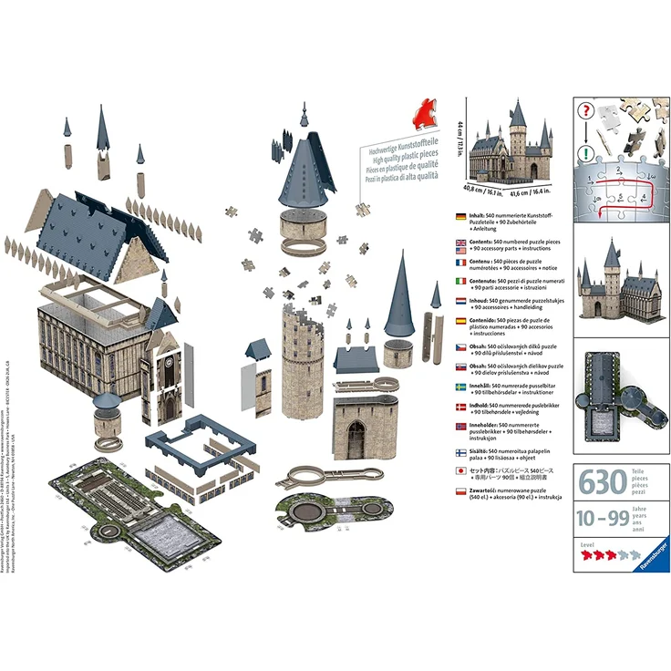 Ravensburger 11259 'Harry Potter Hogwarts Schloss - Die Große Halle' 3D Puzzle, 540 Teile, ab 10 Jahren – Bild 4