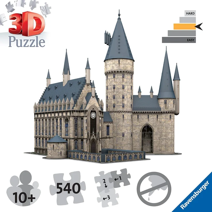Ravensburger 11259 'Harry Potter Hogwarts Schloss - Die Große Halle' 3D Puzzle, 540 Teile, ab 10 Jahren – Bild 5