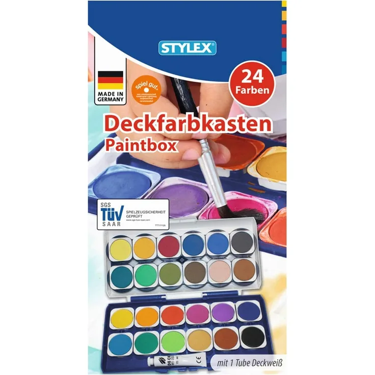 Stylex Schuldeckfarbkasten. 24 Farben