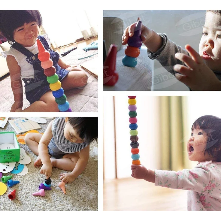 Gibot Kleinkinder Wachsmalstifte, Wachsmalstifte Ab 1 Jahr, 12 Farben Buntstifte Kinder, Sicher und Nicht Toxisch Stapelbares Spielzeug für Kinder, Geburtstags/Weihnachtsgeschenke für Kinder – Bild 8