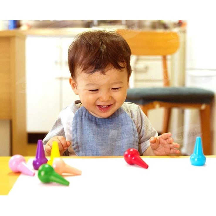 Gibot Kleinkinder Wachsmalstifte, Wachsmalstifte Ab 1 Jahr, 12 Farben Buntstifte Kinder, Sicher und Nicht Toxisch Stapelbares Spielzeug für Kinder, Geburtstags/Weihnachtsgeschenke für Kinder – Bild 2