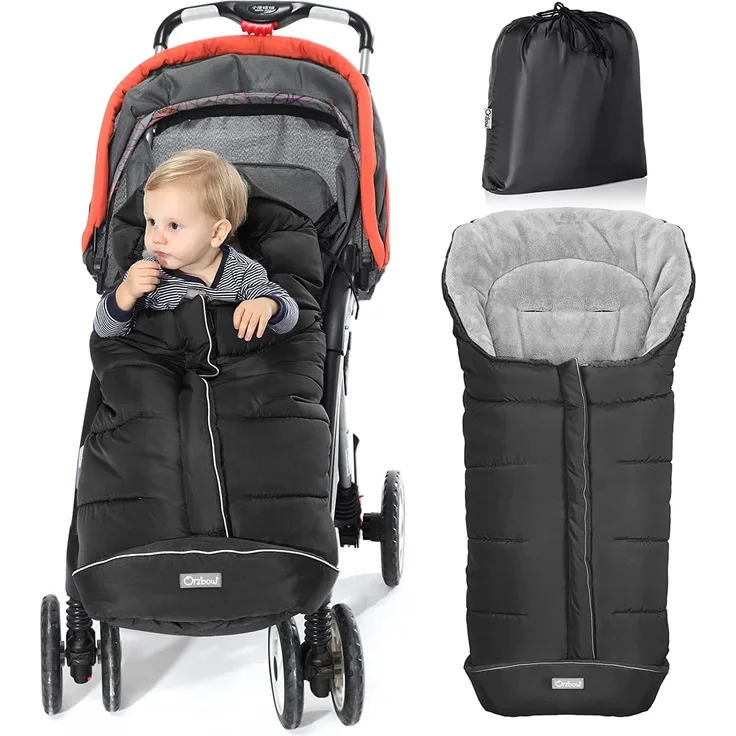 Orzbow Fusack fr Kinderwagen Buggy,Baby Fusack Schlafsack,Babyfusack  fr Babyschale,Winterfusack mit Reiverschluss Waschbar Passend fr Alle  Kinderwagen (Schwarz,Gro): Tests, Infos & Preisvergleich