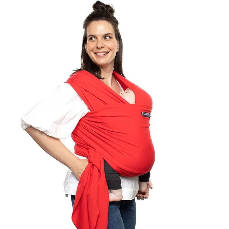 CuddleBug Tragetuch Baby Neugeborene - Elastisches Babytrage Neugeborene ab Geburt & Kleinkinder bis 16Kg - Einfach zu binden (Rot/Red)