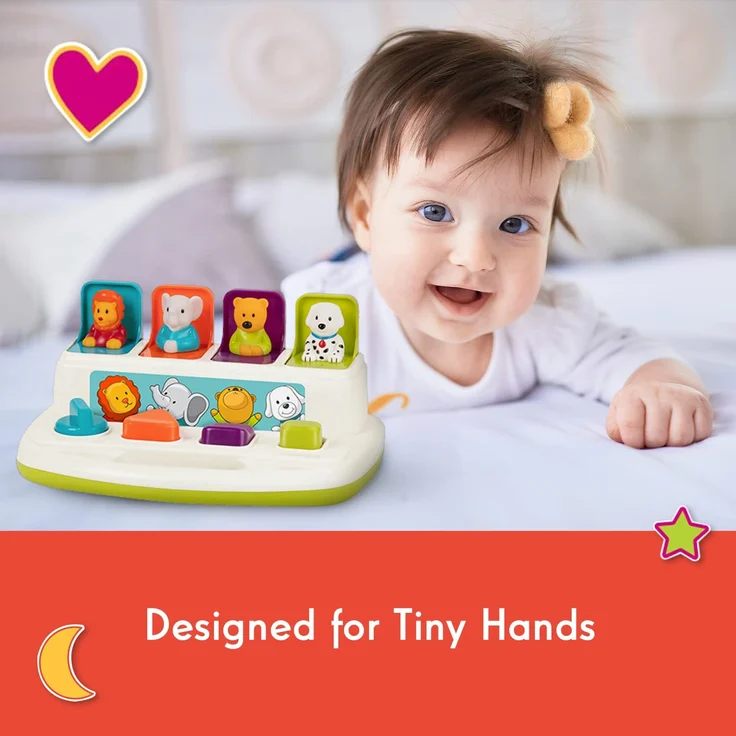 Battat Baby Spielzeug Motorikspielzeug – Pop Up Activity Center mit Tieren – Lernspielzeug mit Tasten zum Drücken, Babyspielzeug Kinder ab 18 Monate für Grobmotorik und Feinmotorik - Preisvergleich – Bild 3