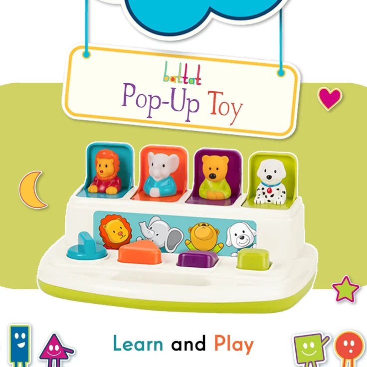 Battat Baby Spielzeug Motorikspielzeug – Pop Up Activity Center mit Tieren – Lernspielzeug mit Tasten zum Drücken, Babyspielzeug Kinder ab 18 Monate für Grobmotorik und Feinmotorik - Preisvergleich – Bild 2