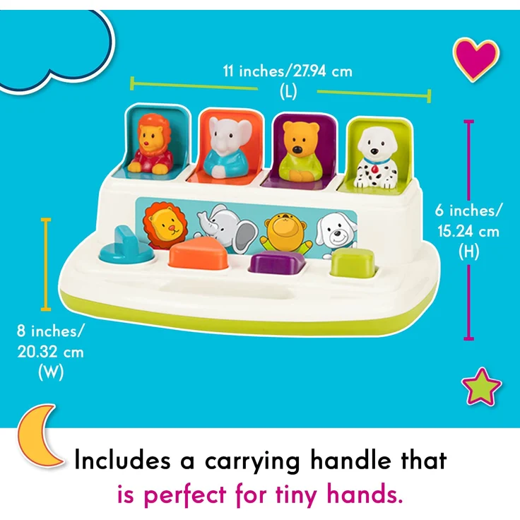 Battat Baby Spielzeug Motorikspielzeug – Pop Up Activity Center mit Tieren – Lernspielzeug mit Tasten zum Drücken, Babyspielzeug Kinder ab 18 Monate für Grobmotorik und Feinmotorik - Preisvergleich – Bild 5