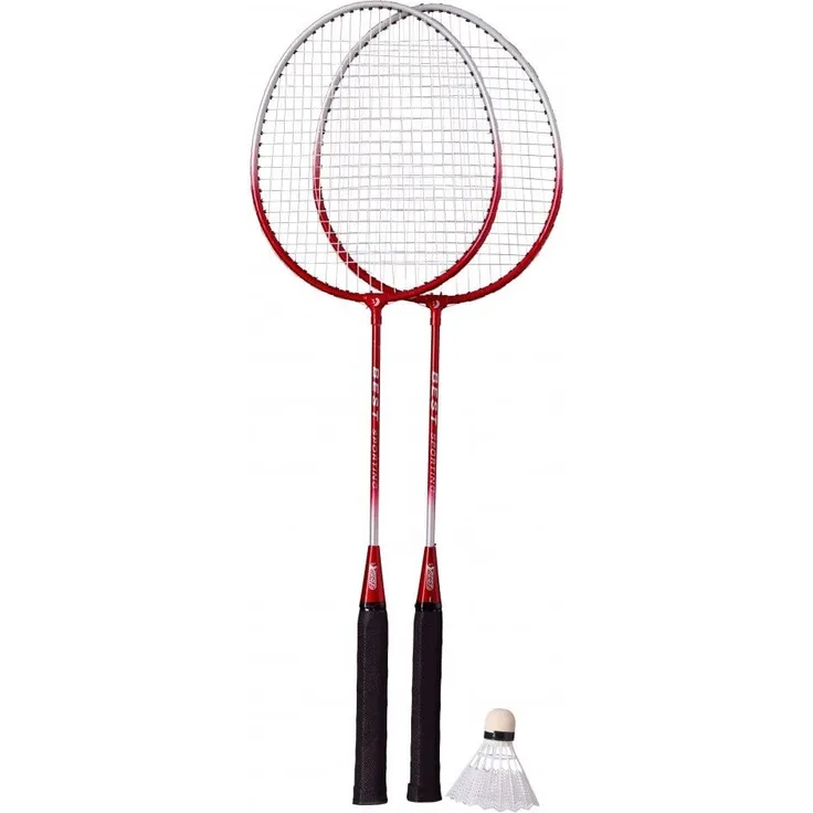 Best Sporting Badminton-Spiel Garnitur 2 Schläger + 1 Badmintonball, blau/silber