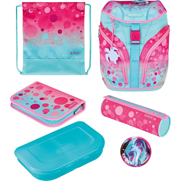 Herlitz Schulranzenset SoftLight Plus GREENline Pink Bubbles – Bild 1