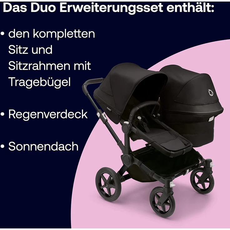 Bugaboo Donkey 5 Duo Erweiterungsset Komplett Midnight Black Schwarz 1 – Bild 5