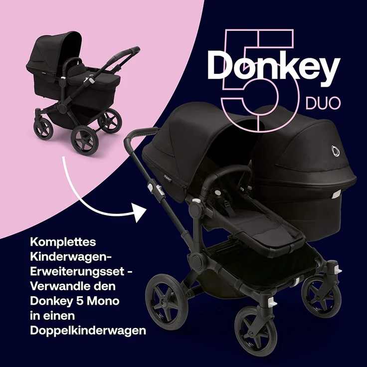Bugaboo Donkey 5 Duo Erweiterungsset Komplett Midnight Black Schwarz 1 – Bild 2