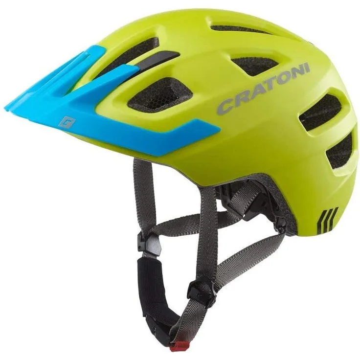 Cratoni 'Maxster Pro' Kinderfahrradhelm Gelb / Blau in Gr. S/M (Kopfumfang: 51-56 cm) inkl. Rücklicht