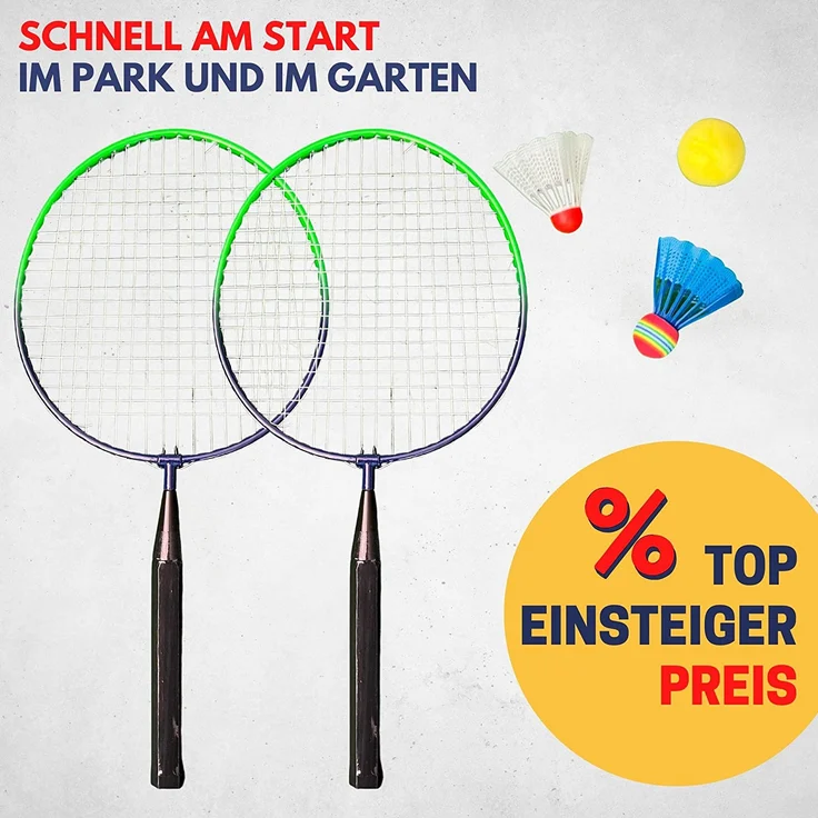 Best Sporting Mini Badminton Set 2 Schläger inklusive Federball, Softball und Schaumstoff-Federball – Bild 4