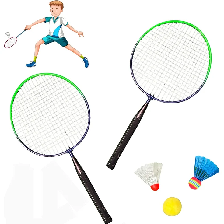 Best Sporting Mini Badminton Set 2 Schläger inklusive Federball, Softball und Schaumstoff-Federball – Bild 1