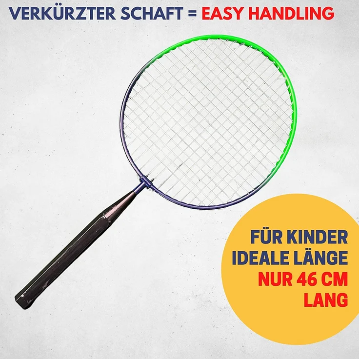 Best Sporting Mini Badminton Set 2 Schläger inklusive Federball, Softball und Schaumstoff-Federball – Bild 3