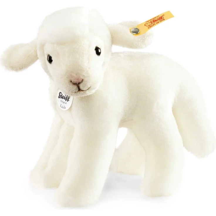 Steiff Linda Lamm - 16 cm - Kuscheltier für Kinder - kuschelig & waschbar - weiß - stehend (073397)