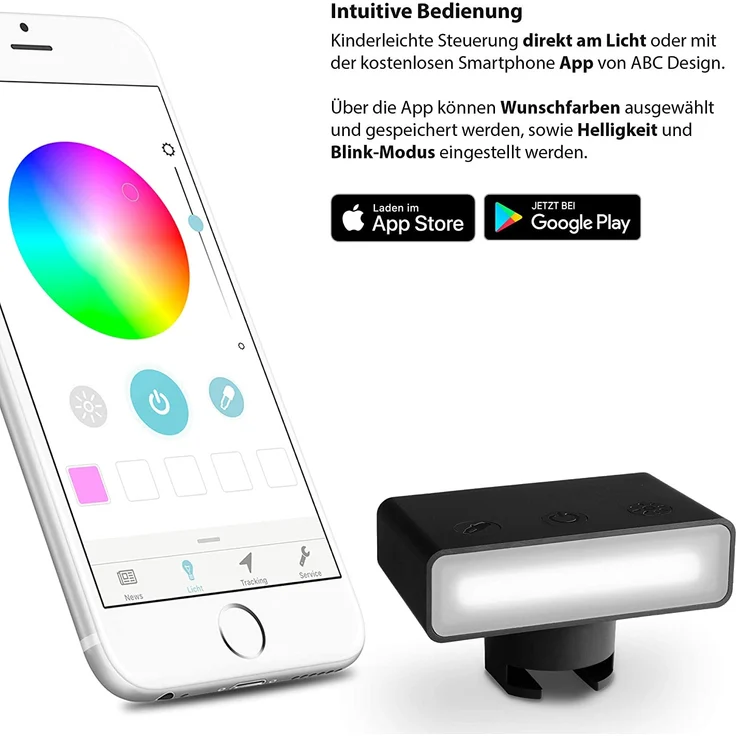 ABC Design LED Kinderwagen Licht/Sicherheits- Beleuchtung inkl. Akku und USB Ladefunktion – Bild 6