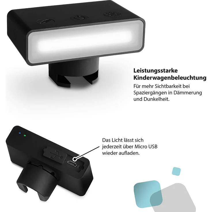 ABC Design LED Kinderwagen Licht/Sicherheits- Beleuchtung inkl. Akku und USB Ladefunktion – Bild 3