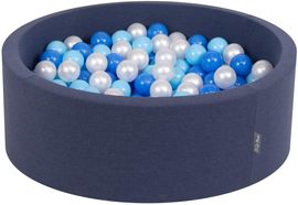 KiddyMoon Bällebad 90X30cm/300 Bälle ∅ 7Cm Bällepool Mit Bunten Bällen Für Babys Kinder Rund, Dunkelblau:Babyblau/Blau/Perle