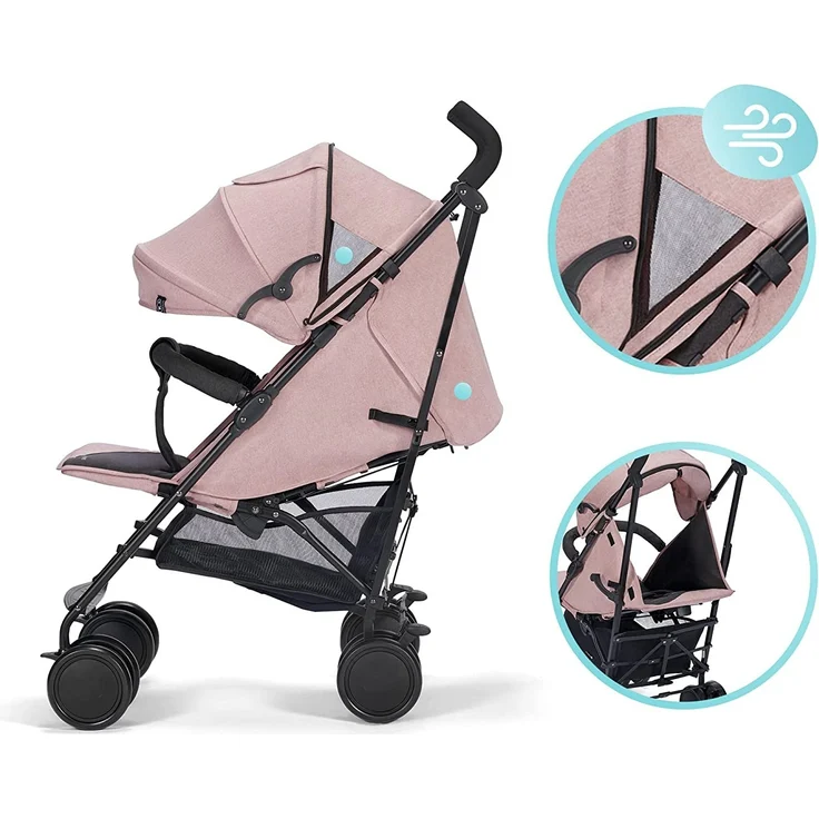 Kinderkraft Kinderwagen SIESTA, Leichte Reise Buggy, Verstellbare Rückenlehne, Liegeposition, Kleine Maße nach Zusammenklappen, Vergrößerbares Verdeck, Für ältere Kinder, bis 22 kg, Rosa – Bild 5
