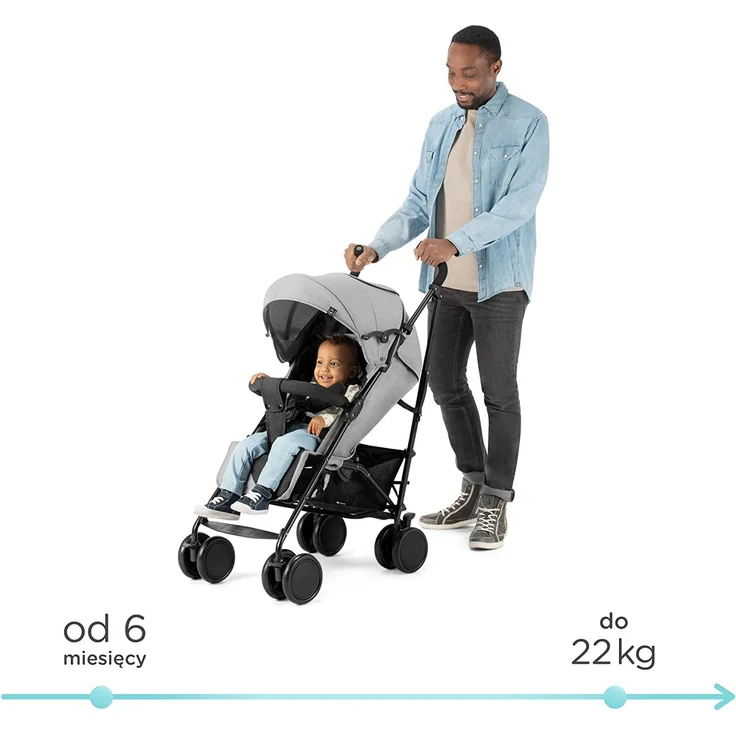 Kinderkraft Kinderwagen SIESTA, Leichte Reise Buggy, Verstellbare Rückenlehne, Liegeposition, Kleine Maße nach Zusammenklappen, Vergrößerbares Verdeck, Für ältere Kinder, bis 22 kg, Rosa – Bild 7