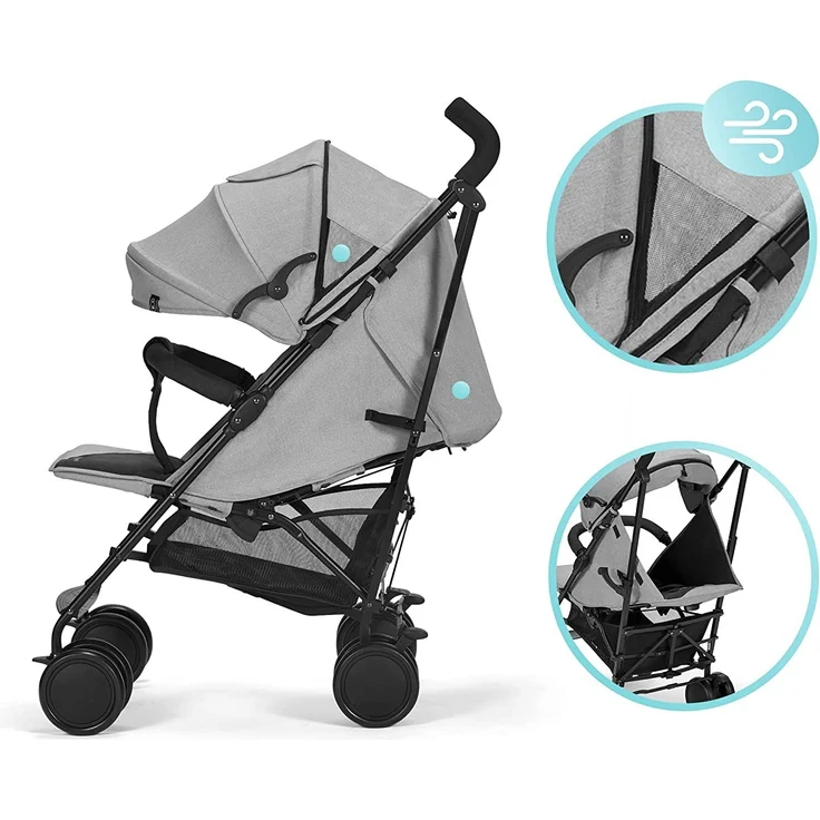 Kinderkraft Kinderwagen SIESTA, Leichte Reise Buggy, Verstellbare Rückenlehne, Liegeposition, Kleine Maße nach Zusammenklappen, Vergrößerbares Verdeck, Für ältere Kinder, bis 22 kg, Rosa – Bild 9