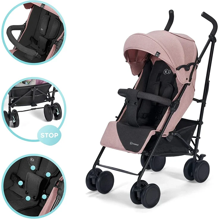 Kinderkraft Kinderwagen SIESTA, Leichte Reise Buggy, Verstellbare Rückenlehne, Liegeposition, Kleine Maße nach Zusammenklappen, Vergrößerbares Verdeck, Für ältere Kinder, bis 22 kg, Rosa – Bild 4