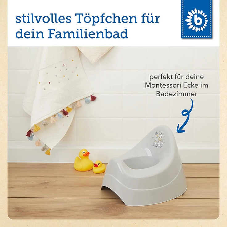 Bieco Töpfchen für Kinder mit Musik grau, mit Zebra Motiv, Ab 8 Monate WC/Klo Kinder-Toilette, Potty, Kindertopf, Lerntöpfchen, , Klositz Kinder - Preisvergleich – Bild 5