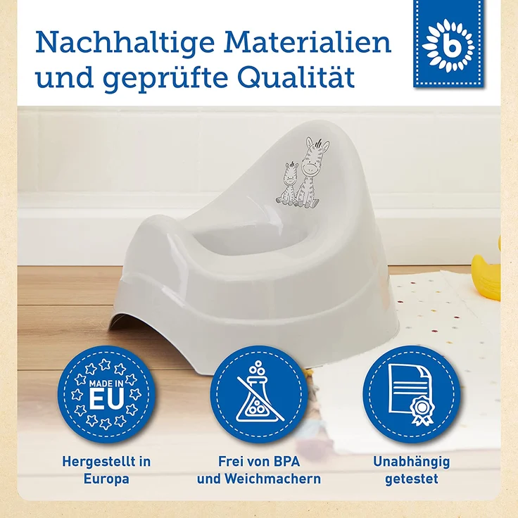 Bieco Töpfchen für Kinder mit Musik grau, mit Zebra Motiv, Ab 8 Monate WC/Klo Kinder-Toilette, Potty, Kindertopf, Lerntöpfchen, , Klositz Kinder - Preisvergleich – Bild 6